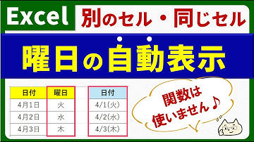 【関数不要でかんたん♪】曜日の自動表示（Excel）