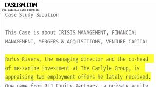 Rufus Rivers and Career Choices in Private Equity and Venture Capital Finance Case Study Help