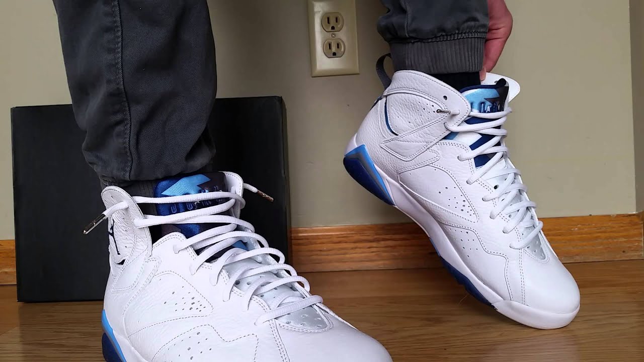 jordan 7 french blue on feet