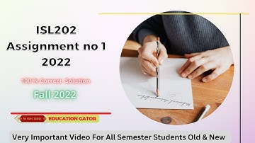ISL202 Assignment  no 1 2022| Isl202 Assignment 1 Solution Semester Fall 2022 | isl202 Assignment -1