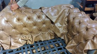 Chesterfield Sofa Making Techniques / Leather Chester Sofa