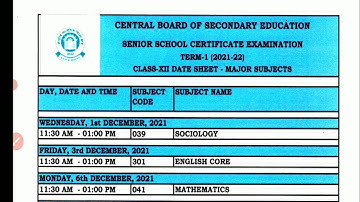cbse class 12 date sheet 2021-22 term 1
