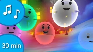 Halloween nursery rhyme - 5 little ghosts and more kids songs from tinyschool 30 min