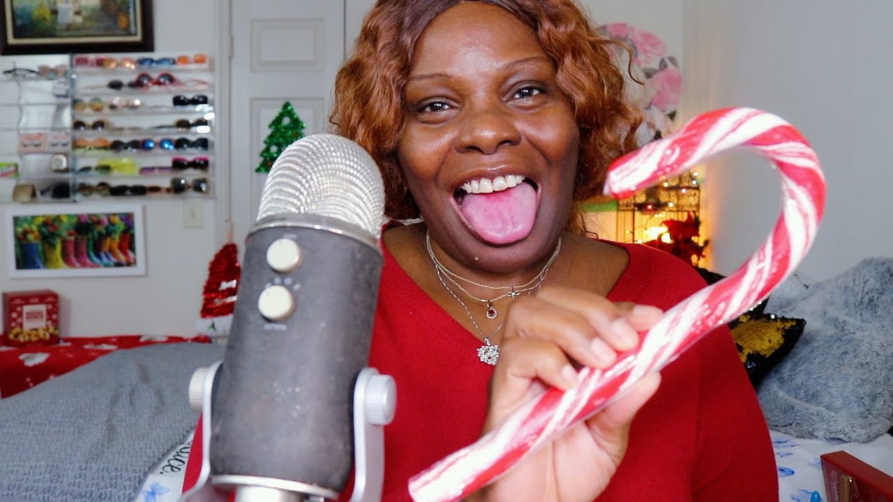 Giant Candy Cane ASMR Eating Sounds