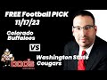 Free Football Pick Colorado Buffaloes vs Washington State Cougars , 11/17/2023 College Football