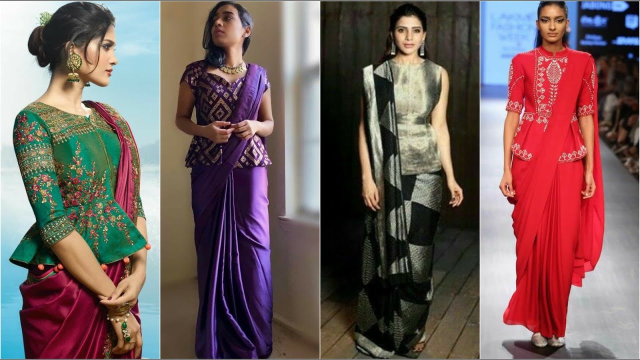 Stylish Long Blouse Designs For Saree ...
