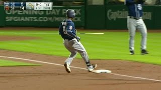 SD@SF: Weeks triples home a run in the 8th