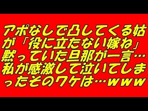 スカッとする話 アポなしで凸してくる姑が「役に立たない嫁ね」黙っていた旦那が一言…私が感激して泣いてしまったそのワケは…ｗｗｗ（スカッとスマイルCH）