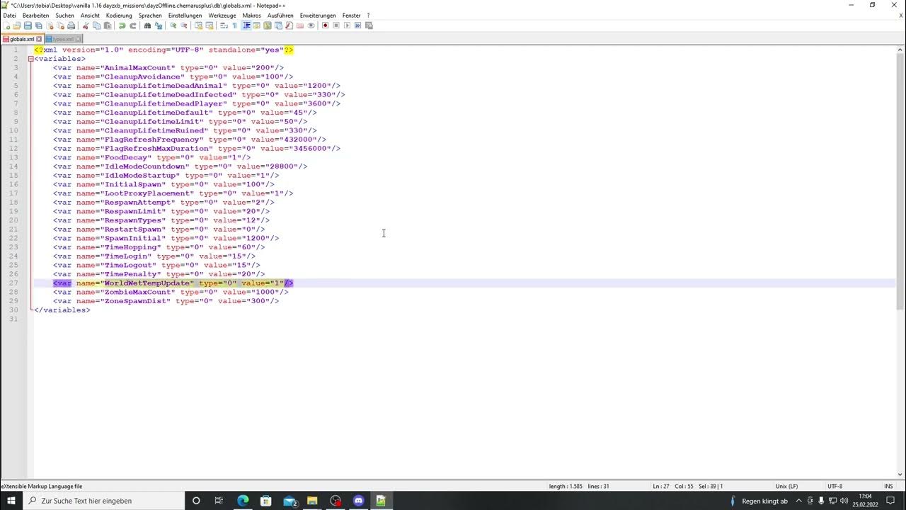 DayZ Xbox Ps Globals.xml YouTube