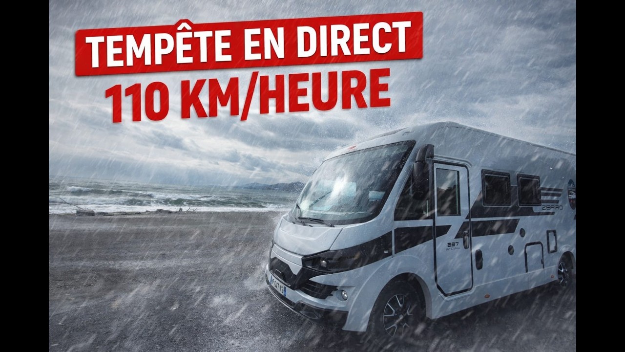 110 km/h de vent en camping-car : ça tient… ou pas ? 😅#travel #family #storm #wind #españa #nomad