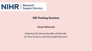 EDI Training Sessions: Exploring the Intersectionality of Diversity for More Inclusive Research