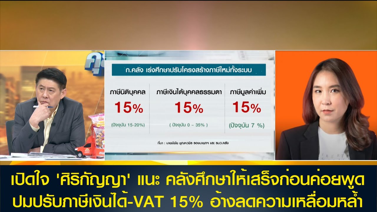 [คลิปเต็ม] เปิดใจ 'ศิริกัญญา ตันสกุล' แนะ คลังศึกษาให้เสร็จก่อนค่อยพูด ปมปรับภาษีเงินได้-VAT 15%