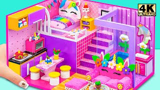 Build Tiny Purple Dream House with 4 Unicorn Rooms from Cardboard ❤️ DIY Miniature House #1000