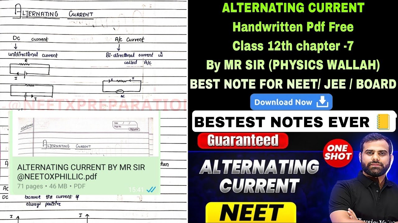 Alternating Current – Class 12 Physics Chapter 7 | Handwritten Notes ...