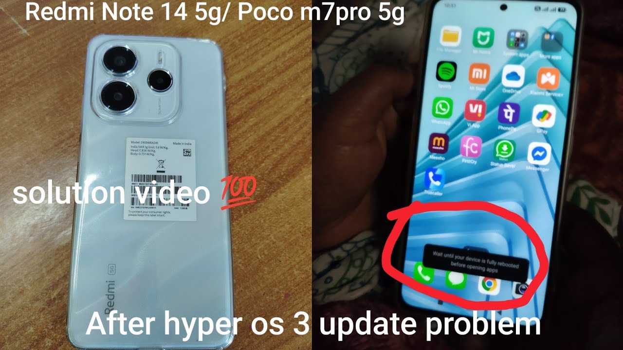 Redmi Note 14 5g/ Poco m7pro 5g After Hyper os 3 update problem apps crash 