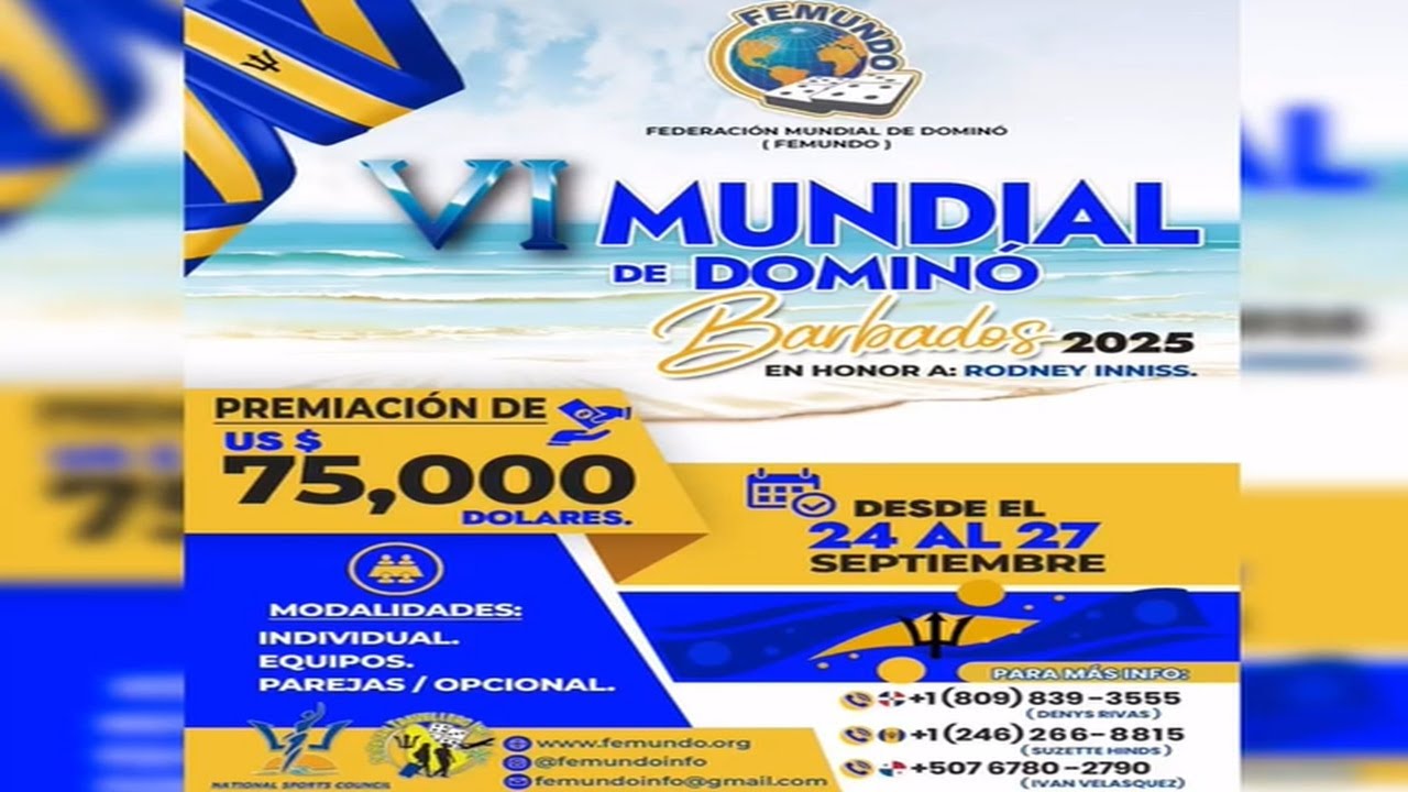 Final torneo parejas Campeonato Mundial Dominó Femundo Barbados 2025