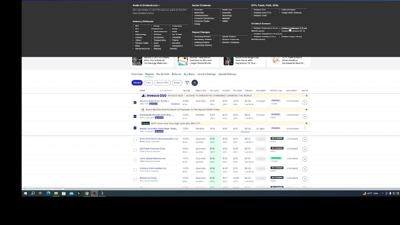 how i searched for dividend challengers increased dividends last 5 9 consecutive years