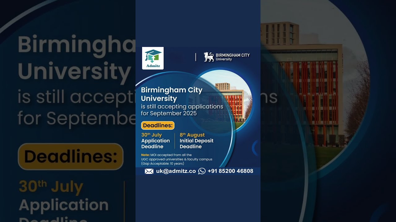 Birmingham City University Still Accepting Applications Deadline 30th July Studyabroad Short