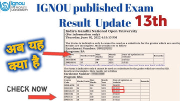 IGNOU published Result New Update|| 13th exam result update|| Important information
