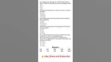 Top 10 Operating System MCQs 🔥 #ugcnet#gate#shorts#youtubeshorts#operatingsystem#computerscience