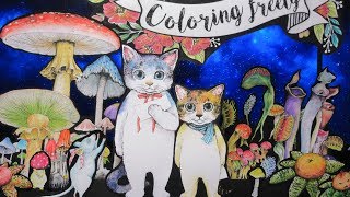 adult coloring book tutorial creating background/大人の塗り絵　背景の描き方