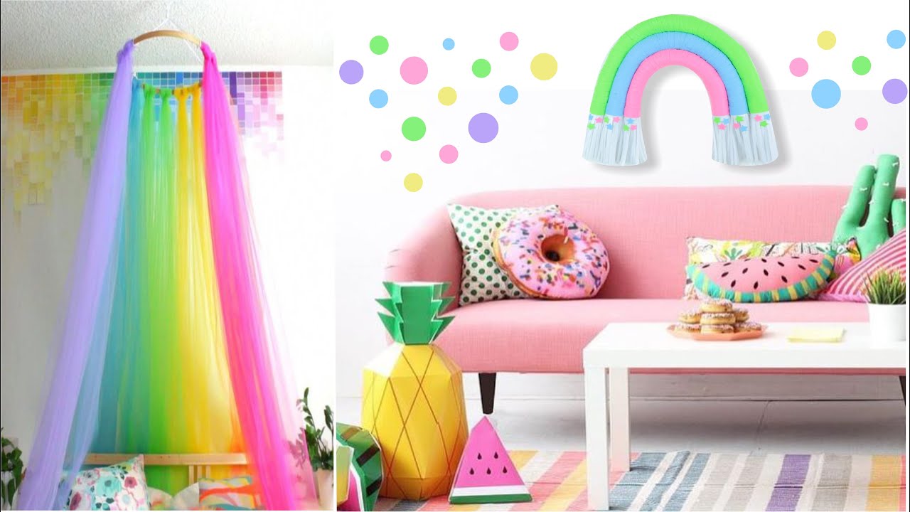 DIY RAINBOW wall decor / ROOM DECOR from waste materials - YouTube