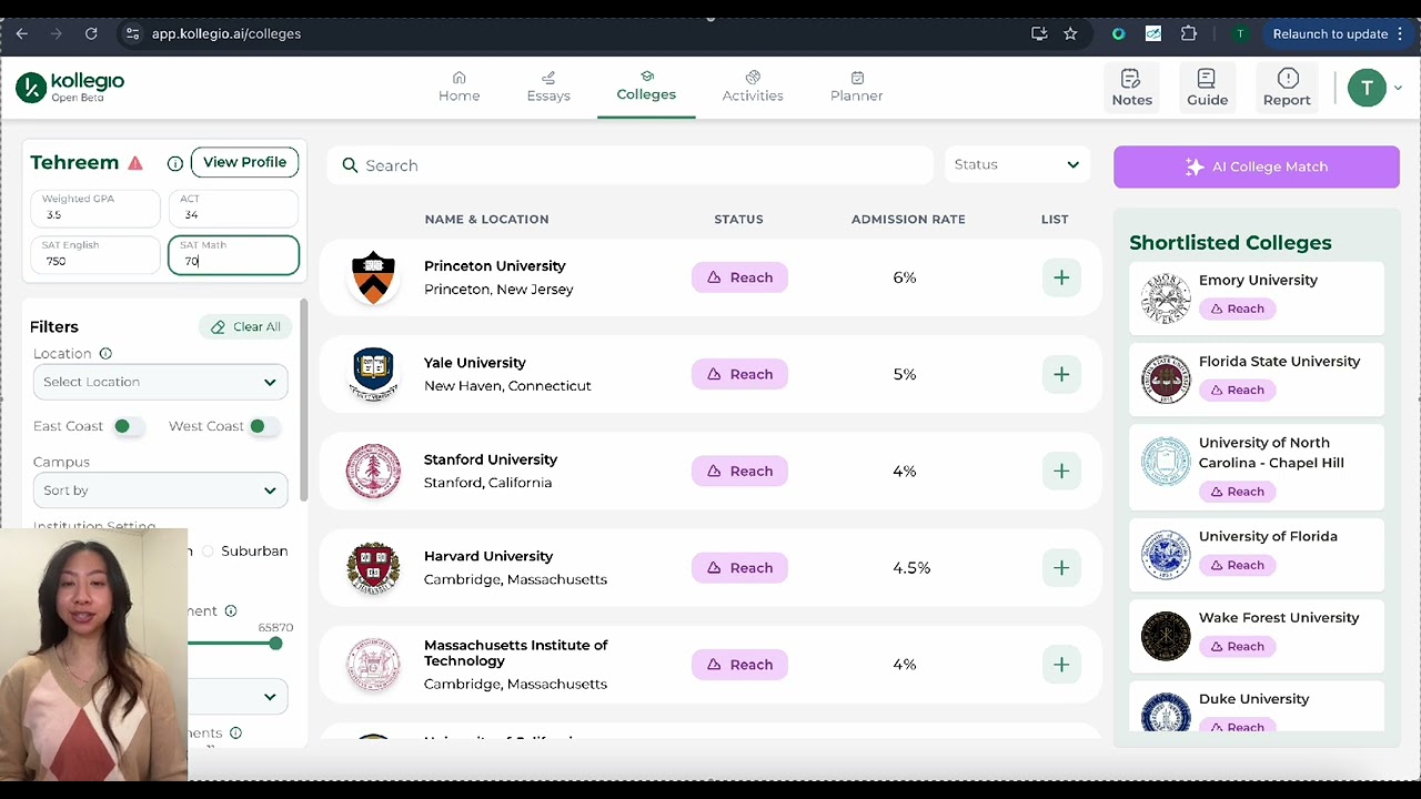The "Colleges" Feature – Your College Exploration Hub