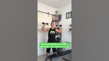 Desenvolvimento de ombros alternado com halteres em pé - prof. Matheus Gomes #shorts