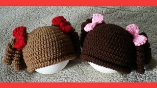 GORRO COLETAS TEJIDO A CROCHET