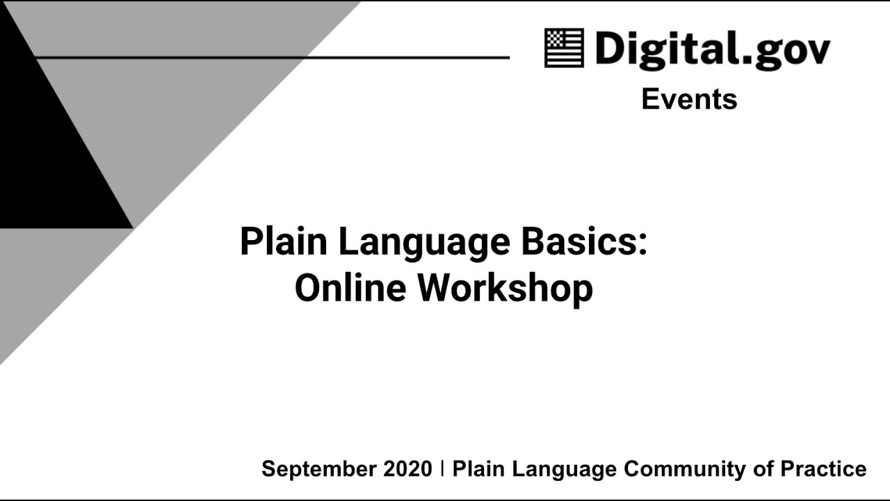 Plain Language Basics: Online Workshop - YouTube image.