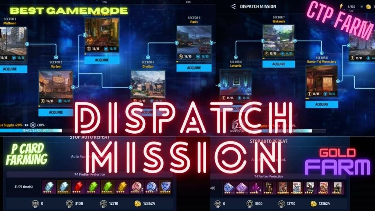 DISPATCH MISSION - BEST GAMEMODE IN THE GAME ??- CTP / P CARD / GOLD FREE FARM | Marvel Future Fight