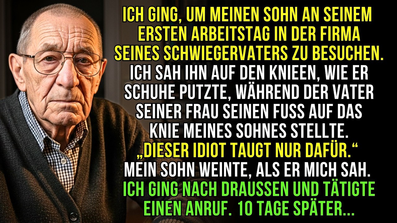 Ich sah meinen Sohn die Schuhe vom Schwiegervater putzen. Er lachte: „Nur dafür taugt er.“ Und ich…