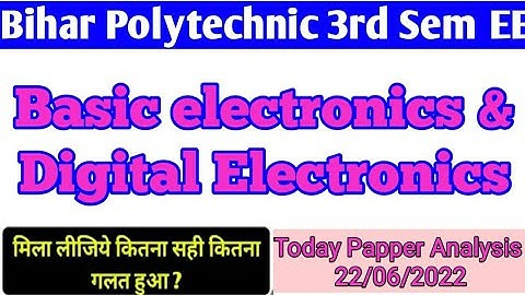 Basic Electronics & Digital Electronics Answer Key today paper analysis @ENGINEERSCLASSES