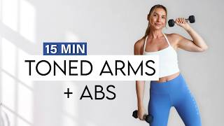 15 MIN TONED ARMS + ABS Workout, All Standing, For All Levels, With Weights