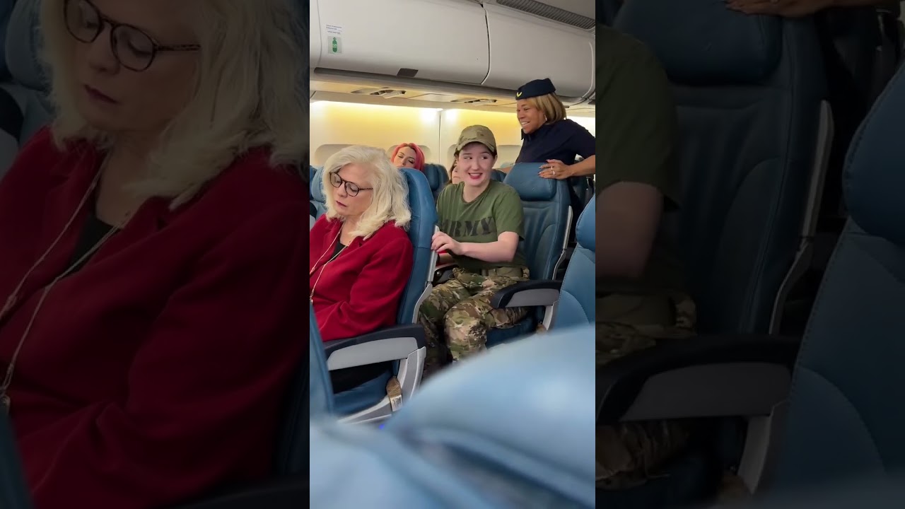 Military daughter surprises mom mid-flight!🥹🥹🥰