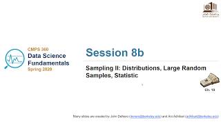 CMPS 360 Data Science | S20 | Session 8(b) | Sampling II