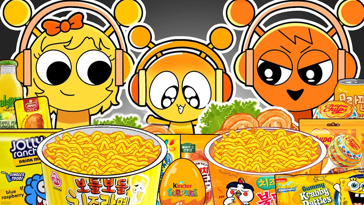 ASMR Mukbang | Oren vs Simon Family Convenience Store ORANGE Food