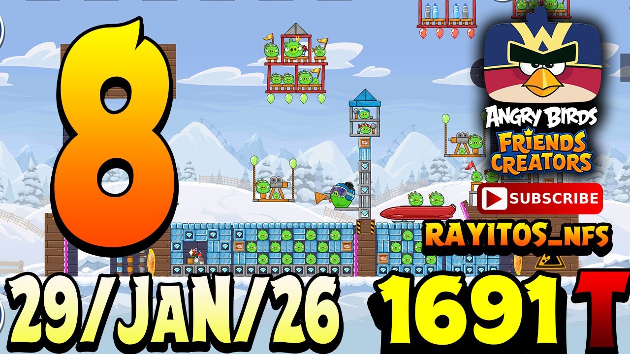 Angry Birds Friends Level 8 Tournament 1691 Highscore POWER-UP walkthrough