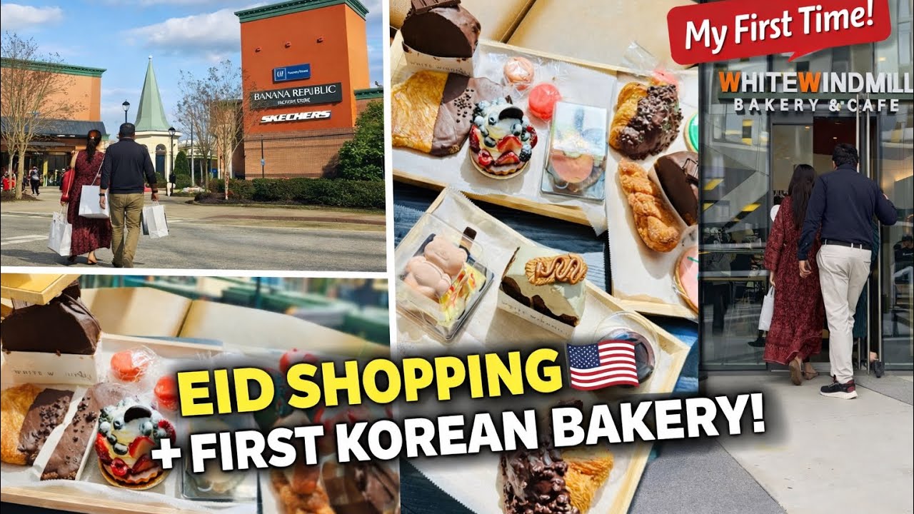 Eid Shopping in USA 🇺🇸 + Trying a Korean Bakery for the First Time | #cafevlog #eidshopping 