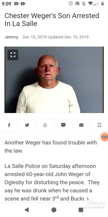 CHESTER WEGER'S SON WAS ARRESTED ONCE IN LASALLE :...