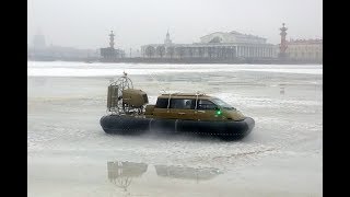Dancing on ice Neva River in the heart of St. Petersburg 2018 Hovercraft Christy 7186 FC
