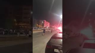 Morocco Fans Light Flares in Celebration After World Cup Victory