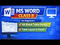 Microsoft Word Tutorial for Beginners | Class 8 in (pashto) All about Table design and layout detail