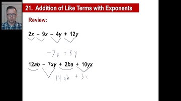 Saxon Math - Algebra 1: 3rd Edition (Lesson 21 - Product Rule for Exponents, Addition of Like Terms)