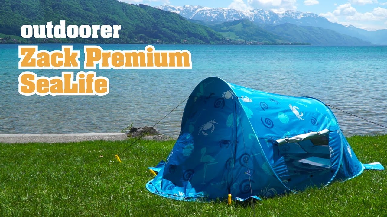 outdoorer Pop up Strandmuschel Zack Premium Sealife und Sichtschutz für die ganze Familie UV-Schutz UV 80 Insekten 