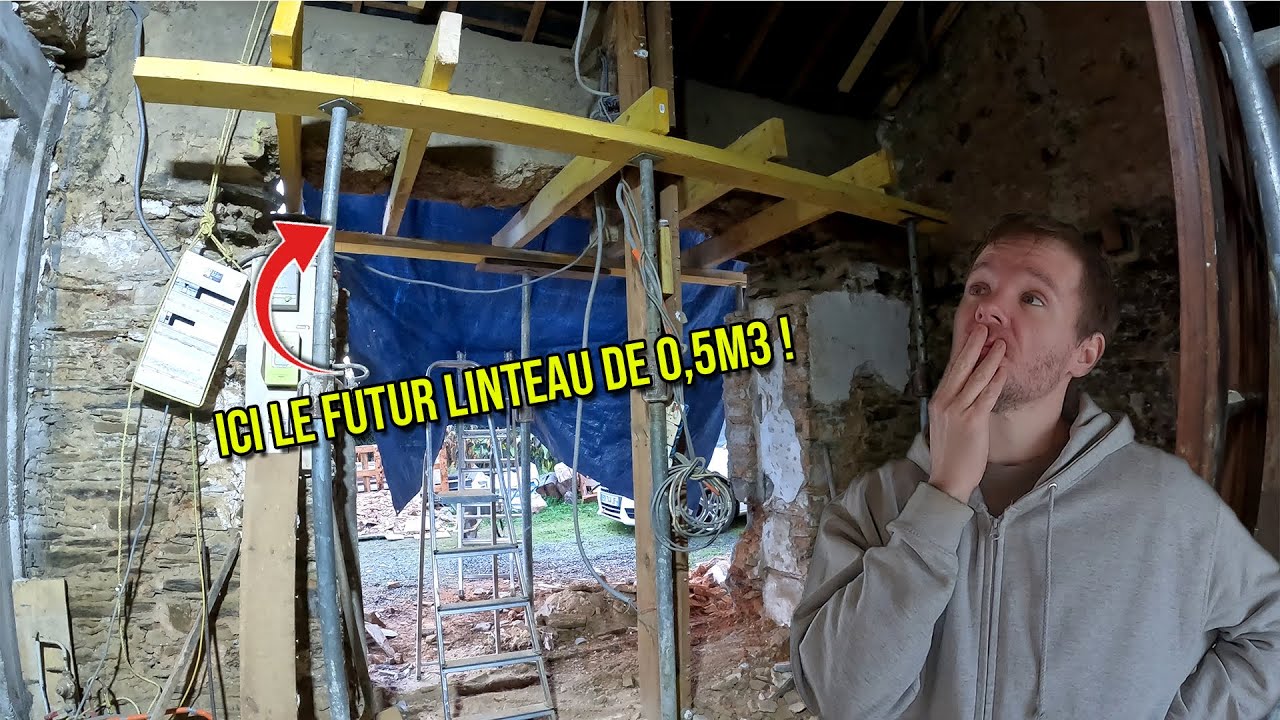 Ouverture d’un mur porteur en pierre + montage d’une baie vitrée en kit