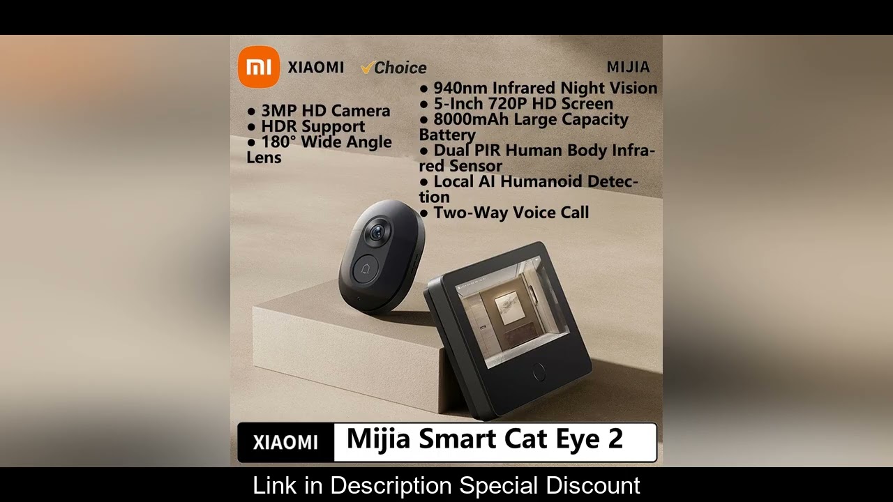 Xiaomi Smart Cat eye 2 WiFi Wireless Camera Video Peephole Doorbell 3MP HD Infrared Night Vision
