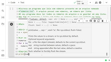 Programação Python – Carregar Números de um Arquivo de Texto