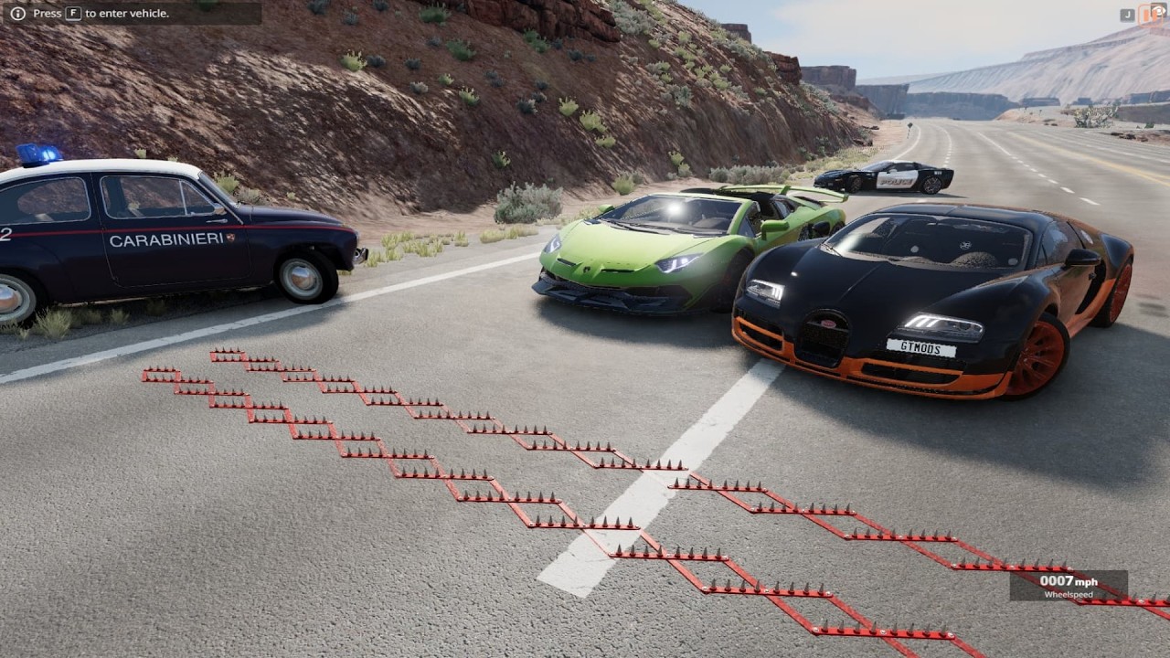 Massive Spike Strip Pileup Car Crashes #1 – BeamNG Drive | CrashBoomPunks