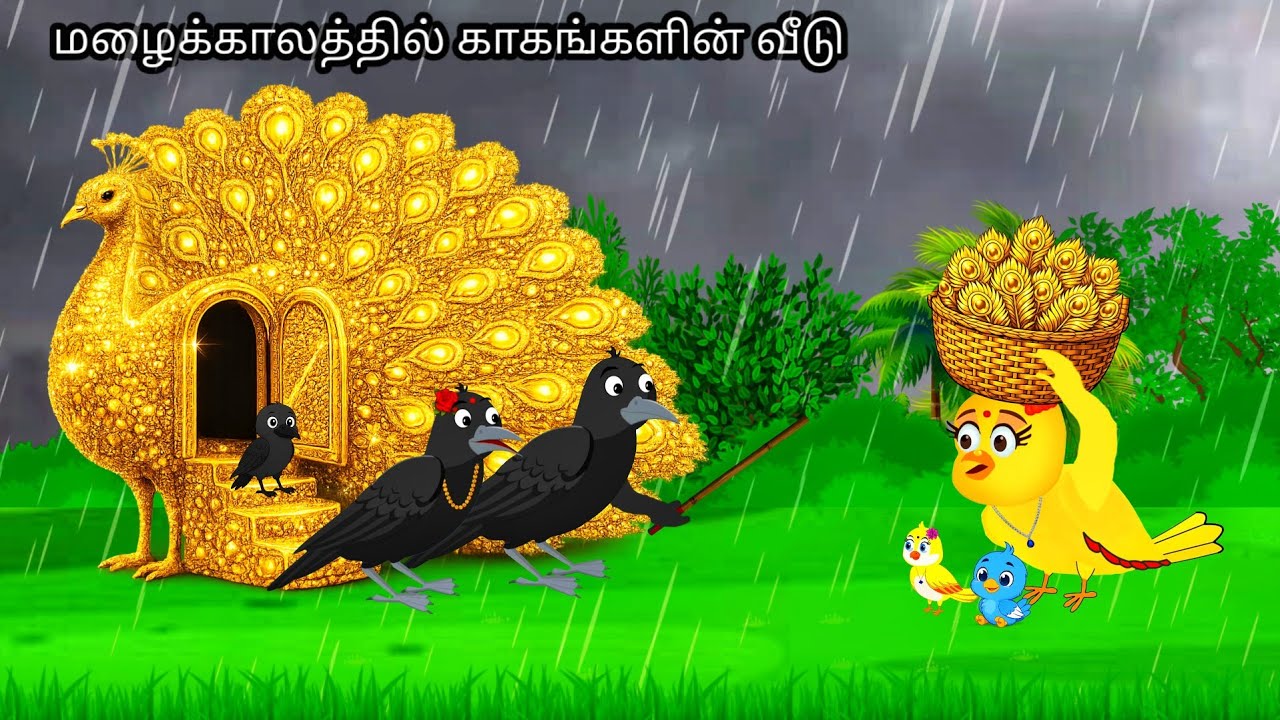 மழையில் காகங்களின் வீடு/MORAL STORY IN TAMIL / VILLAGE BIRDS CARTOON